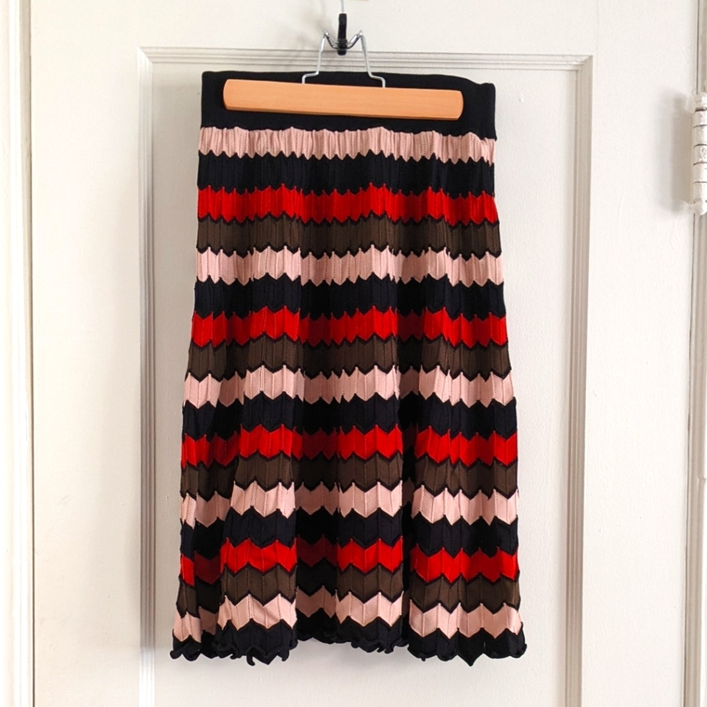 A.L.C zigzag skirt in army/primrose/black